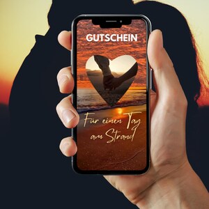 Gutschein - E-Card - Tag am Strand - Herz - Romantik - Coupon - Liebe - Paare - Freund - Freundin -  Geschenk - Gemeinsame Zeit