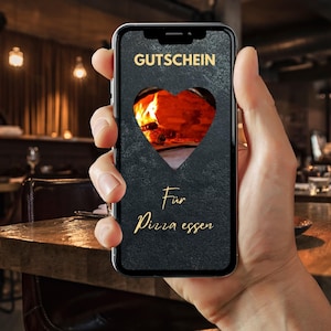 Gutschein - E-Card - Pizza essen - Herz - Romantik - Coupon - Liebe - Paare - Freund - Geschenk - Gemeinsame Zeit - Familie - Restaurant