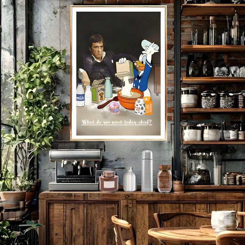 Funny Kitchen Pop Art Print, Donald Duck Cooking Poster (digital ...