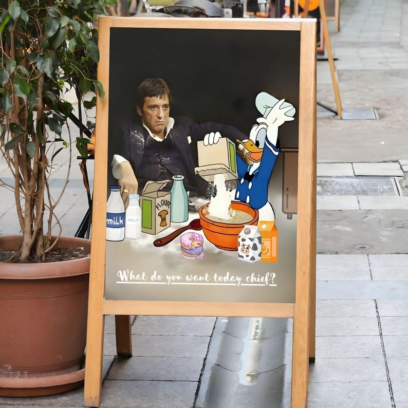 Funny Kitchen Pop Art Print, Donald Duck Cooking Poster (digital ...