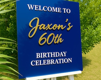 Custom Acrylic Birthday Welcome Sign: 3D Mirror Lettering Party Decor