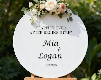 Custom 3D Acrylic Wedding Welcome Sign: Round, Personalized