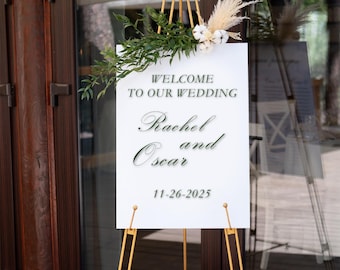 Custom Acrylic Wedding Welcome Sign: Frosted or Clear, Elegant Reception Decor