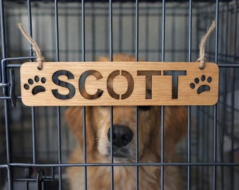 Personalisiertes Holz Namensschild für Hundekäfig - rustikaler Charme mit einer persönlichen Note