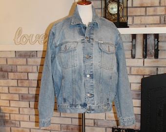 Vintage Men's Guess Jean Jacket, Stonewashed Denim Jacket, American Cut Guess USA