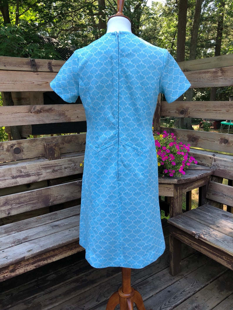 Blue Seashell Dress Vintage Grandma Dress