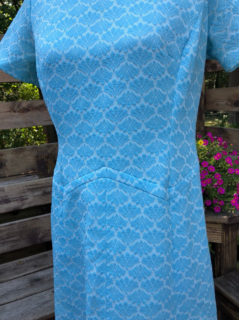 Blue Seashell Dress Vintage Grandma Dress
