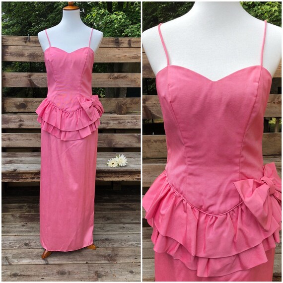 Vintage Pretty in Pink Spaghetti Strap Party Dress