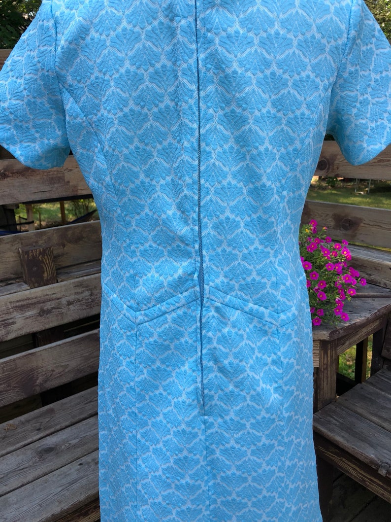Blue Seashell Dress Vintage Grandma Dress