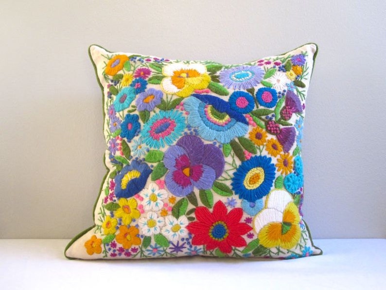 Embroidered Garden Pillow image 1