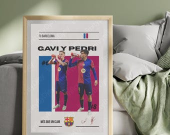 Pedri and Gavi poster, football gifts, football print, bedroom posters, football wall art