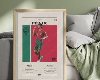Joao Felix poster, football gifts, football print, bedroom posters, football wall art
