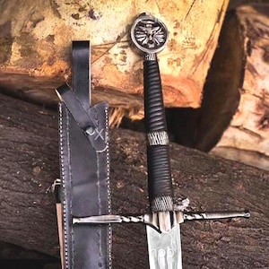 Handmade Witcher 3 Wild Hunt Swords, Feline Steel Sword Geralt Of Rivia Cosplay Swords, White Wolf Monster Slayer Swords best Christmas Gift