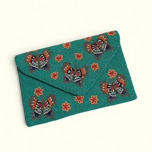 Perlen Schmetterling Tasche In Blau Grün