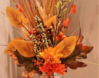 Woodsy and Rustic Autumn Bouquet with Matching Boutineer