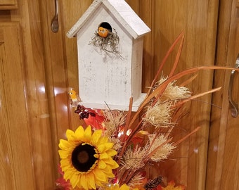 Fall Harvest Light Up Floor or Table Top Bird House Decor