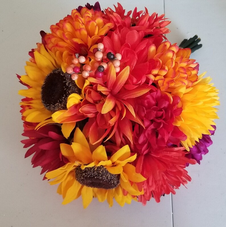 Sunflower and Mum Fall Bouquets Etsy