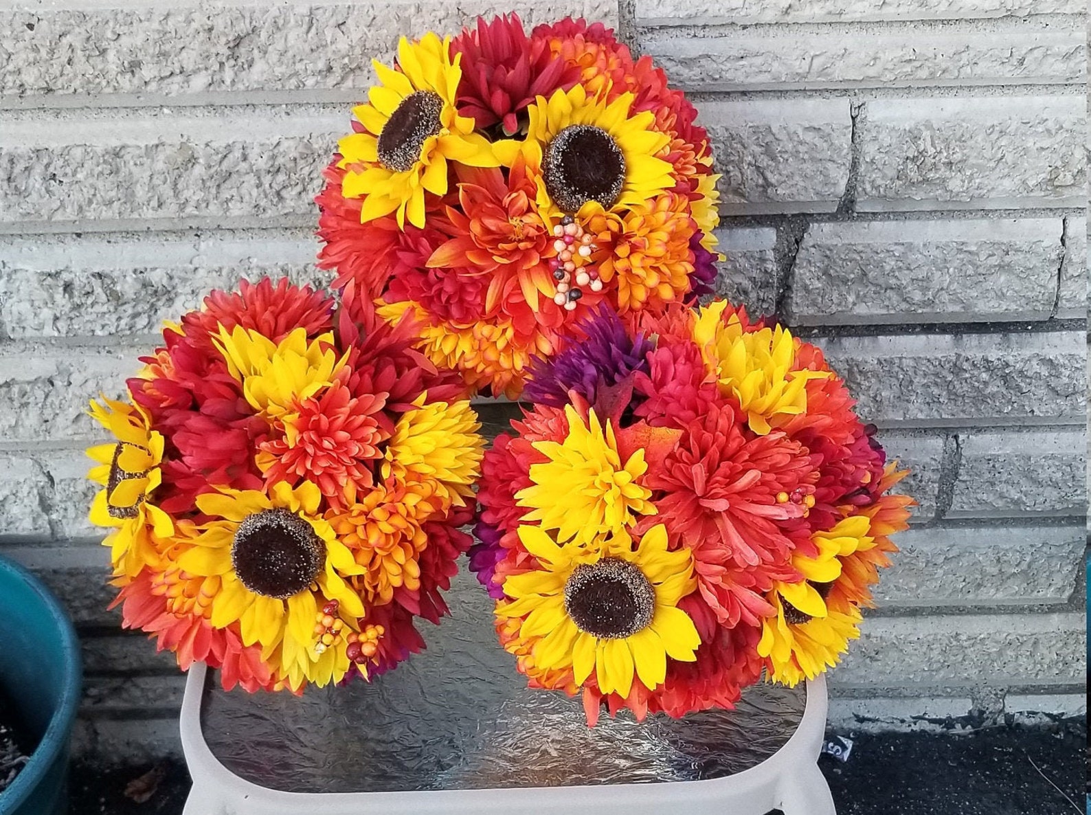Sunflower and Mum Fall Bouquets Etsy