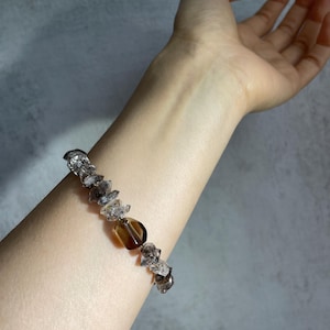 Colar minimalista chique, lindo colar de quartzo com diamante Herkimer, pulseira, cristais naturais, terminação dupla