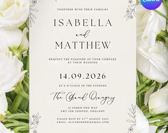 Hochzeitseinladung Imprimible Einladung Hochzeit Editable Faire Part Mariage Digital Davetiye Einladungskarten Hochzeit Descarga instantánea