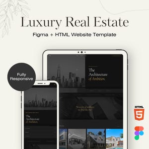 Luxury Real Estate Website Template | HTML/Figma One Page Realtor Landing Page | Dark Gold Agent Website Design | luxury website property