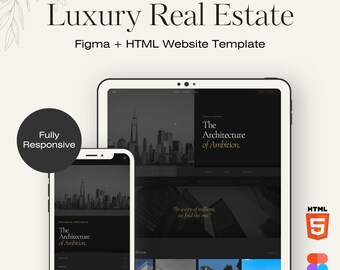 Luxury Real Estate Website Template | HTML/Figma One Page Realtor Landing Page | Dark Gold Agent Website Design | luxury website property