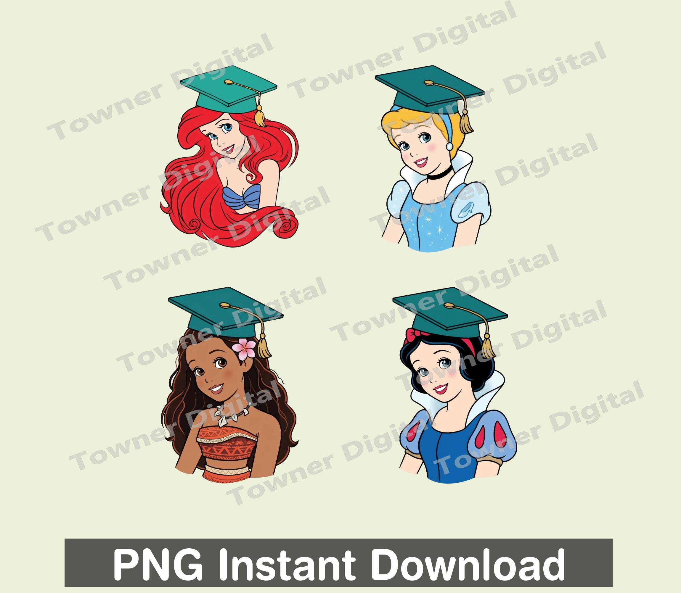 Princees Grad Princess Graduation PNG Bundle, Princess Grad Cap PNG, Graduation ...