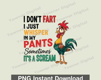 Cita divertida de pedos de pollo PNG: Diseño de sublimación de dibujos animados
