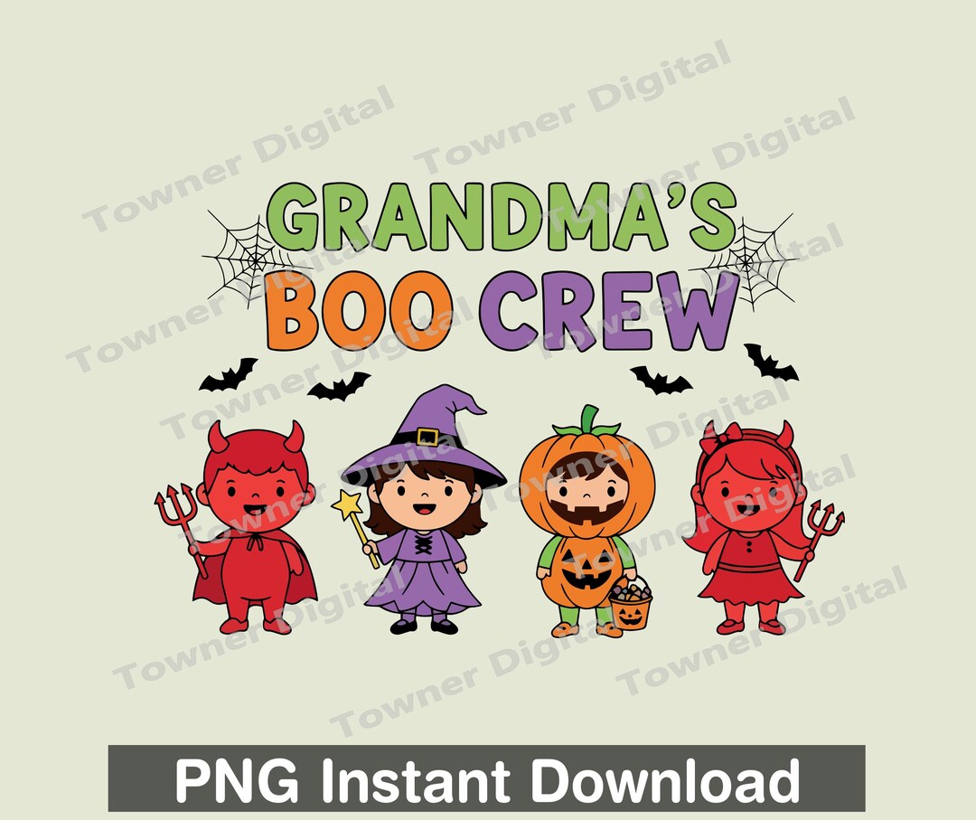 Grandma’s Boo Crew Halloween PNG, Cute Kids Costume Sublimation Design ...