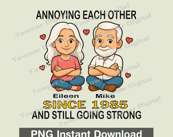Anpassad par som irriterar varandra sedan 1985 png, rolig parårsdag png, irriterar varandra sedan 1985 digital nedladdning
