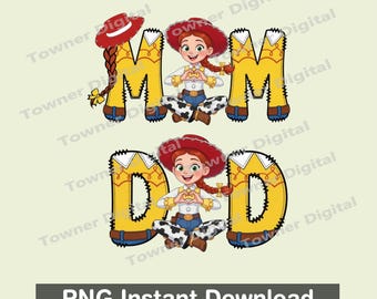 Dad Mom Cartoon Toy PNG, Toy Mom PNG, Toy Dad, Cute Cowgirl Mom Shirt Design, Mother’s Day Gift for Mom, Family Matching Sublimation