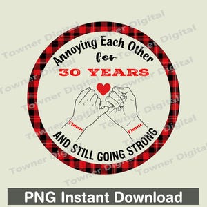 Custom Couple Annoying Each Other With Years Png, Personalized Old Couple Png, Buffalo Plaid Hand Pinky Promise Couple Png Sublimation