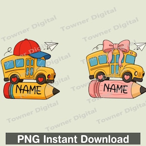 Bundle School Bus With Name Png, Back To School Png, School Bus With Bow Png, Teacher Png, Back To School Shirt Png