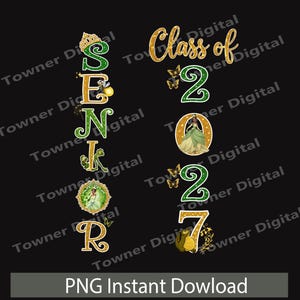 Senior 2027 Princess Frog PNG, Separate Letter Princess Frog Graduation PNG, Senior Princess Sublimation Design,  Senior Digital Download