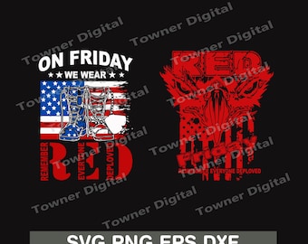 Am Freitag tragen wir rotes Monogramm, rotes erinnern daran, alle eingesetzten Korn-Svg, Militär-Svg, veteran uns Soliders Amerika Svp eps Dateien Cricut
