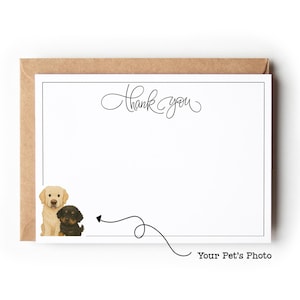 Carte de remerciement personnalisée, joli portrait d'animal de compagnie, papeterie personnalisée pour animal de compagnie, carte de chien personnalisée, cadeau pour animal de compagnie, cadeau de chiot mignon SCRPBZ12