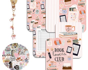 Pink Kindle Accessory Bundle, E-reader Charm, Stickers, Inserts