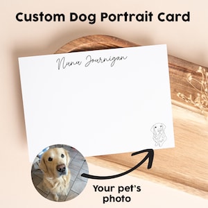 Cartes de correspondance personnalisées avec dessin au trait portrait d'animal de compagnie, jeu de cartes de correspondance personnalisées chien, papeterie plate, jeu de papeterie, papeterie personnalisée pour animal de compagnie