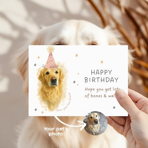 DRUCKBARE personalisierte Geburtstagskarte Aquarell Haustier Porträt, digitale lustige Geburtstagskarte, benutzerdefinierte Hund Geburtstagskarte, druckbare Karte