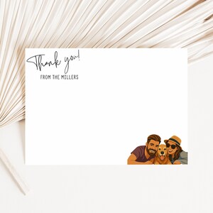 Benutzerdefinierte Dankeschön mit Familie Haustier Porträt Line Art, personalisiertes Familienhinweis Kartenset, personalisiertes Briefpapier, benutzerdefiniertes Briefpapierset AD12
