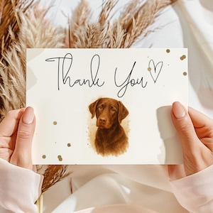 Tarjeta de agradecimiento personalizada con retrato artístico de mascota personalizado, papelería personalizada de acuarela para mascotas, tarjeta personalizada para perro, regalo para mascota, regalo para cachorro