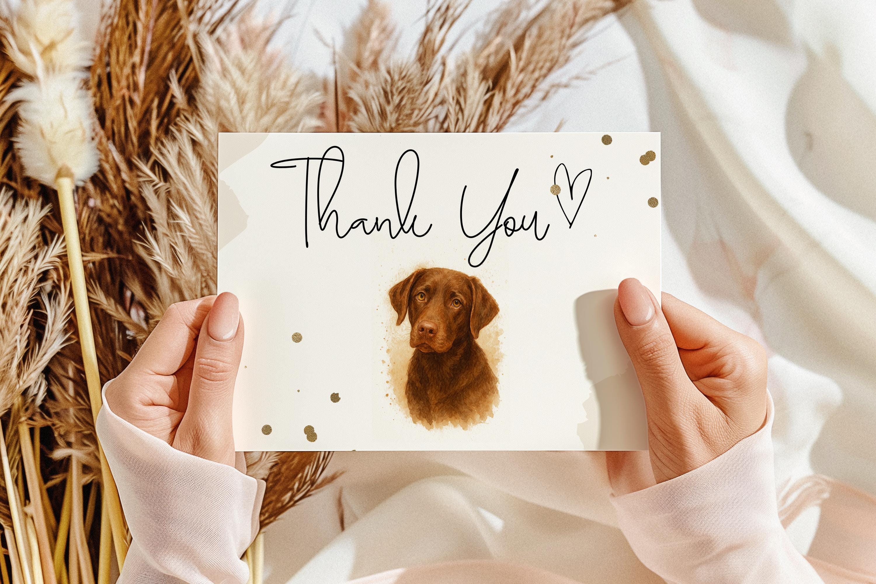 Custom Thank You Card Cute with Custom Pet Art Portrait, Personalized Pet Watercolor Stationery, Custom Dog Card, Pet Gift, Puppy Gift