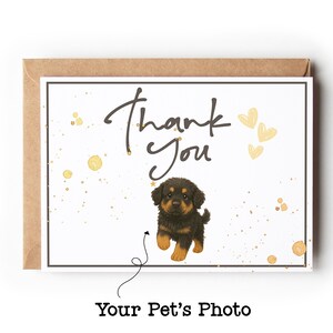 Carte de remerciement personnalisée Portrait d'animal de compagnie mignon, papeterie personnalisée pour animal de compagnie, carte d'art personnalisée pour chien, cadeau pour animal de compagnie, cadeaux pour chien personnalisés