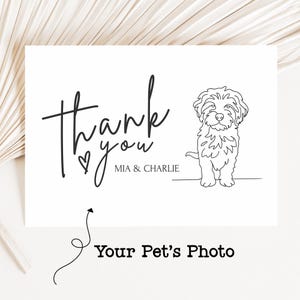 Carte de remerciement personnalisée Portrait d'animal de compagnie mignon, papeterie personnalisée pour animal de compagnie, carte de chien dessin au trait personnalisé, cadeau pour animal de compagnie, cadeaux pour chien personnalisés