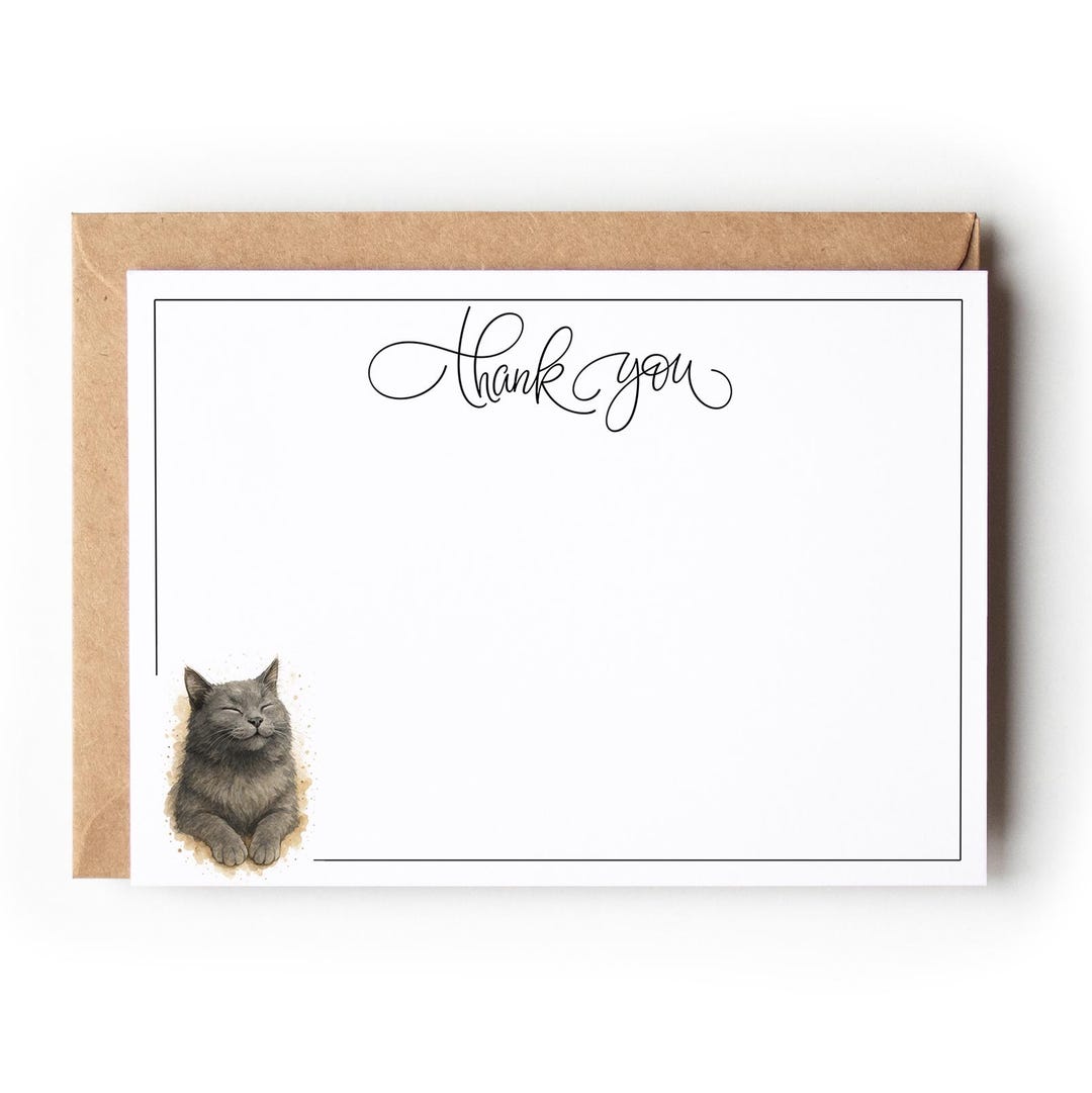 Personalized Pet Portrait Thank You Cards: Custom Watercolor Cat or Dog ...