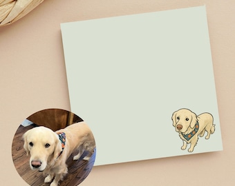 Custom Dog Cat Photo Sticky Note, Custom Pet Art Sticky Note, Pet Illustration Stationery, Personalized Pet Gifts, Pet Gift, Cat Sticky Note