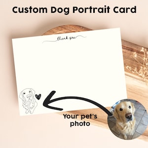 Cartes de correspondance personnalisées avec dessin au trait portrait d'animal de compagnie, jeu de cartes de correspondance personnalisées chien, papeterie plate, jeu de papeterie, papeterie personnalisée pour animal de compagnie