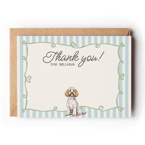Carte de remerciement personnalisée aquarelle portrait de chien, papeterie personnalisée pour animal de compagnie, carte de chien personnalisée, cadeau pour animal de compagnie, cadeau chiot mignon, carte coquette