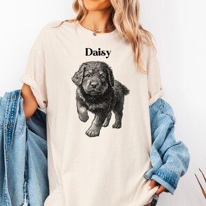 Custom Dog Portrait T-shirt, Custom Pet Sketch Portrait T-shirt, Dog Cartoon T-shirt, Custom Dog Tee, Personalized Dog T-shirt