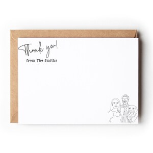 Aangepast bedankje met familie huisdier portret zeer fijne tekeningen, gepersonaliseerde familiekaart set, gepersonaliseerd briefpapier, aangepast briefpapier set AD12